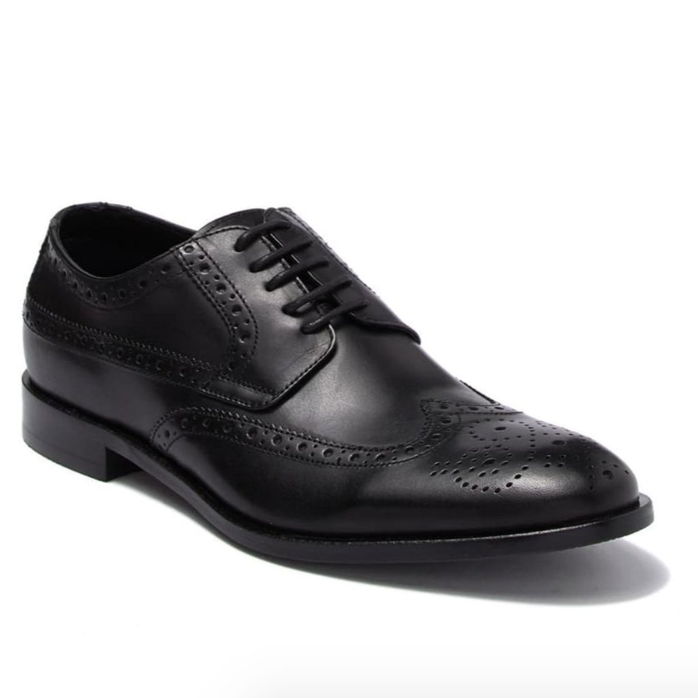 NWT Rush by Gordon Rush Black Wingtip Derby Shoe